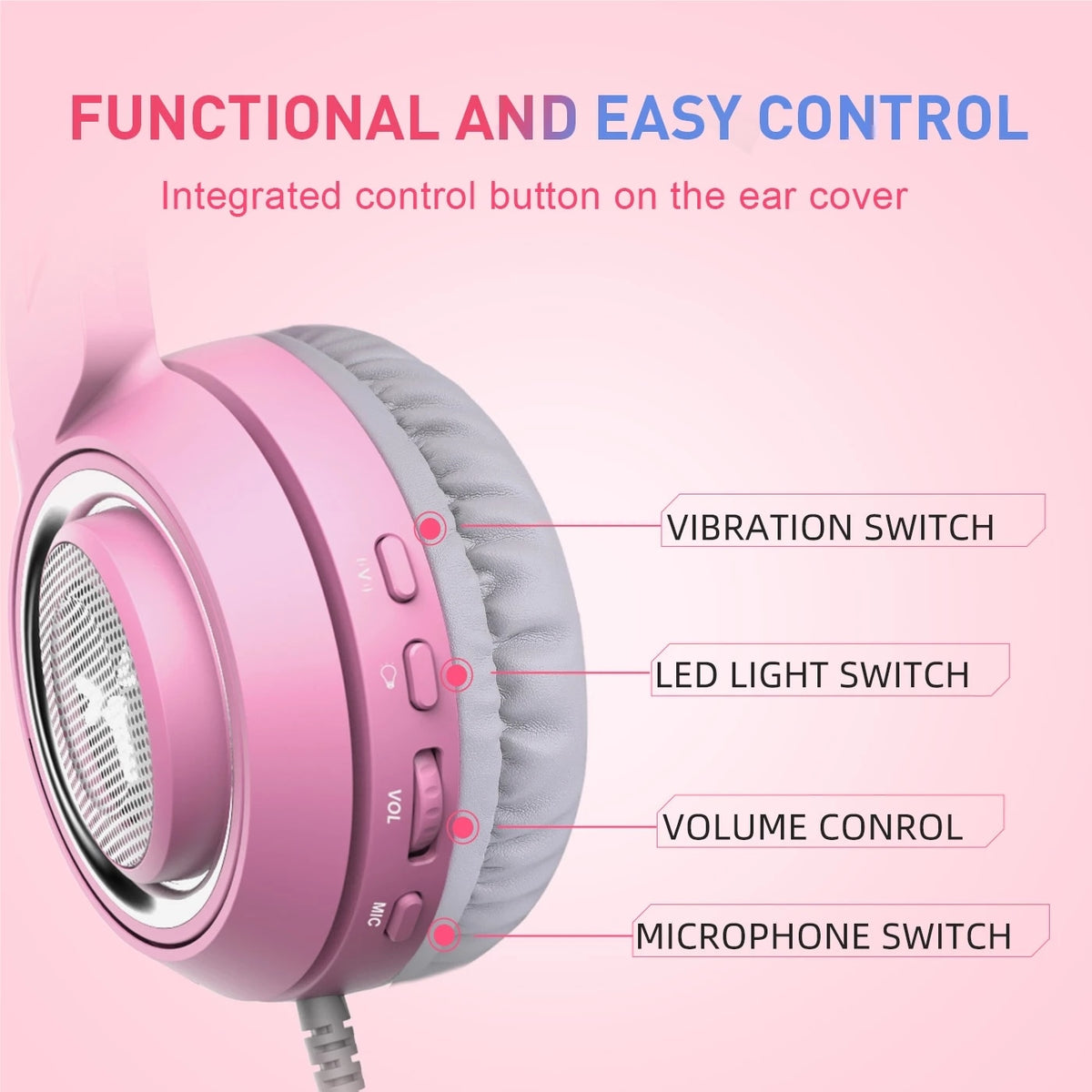 Wired Headphones Gaming Headset 3.5mm Stereo Surround Sound USB 7.1 Led Light Earphones With Microphone For PS4 Game G951 Pink