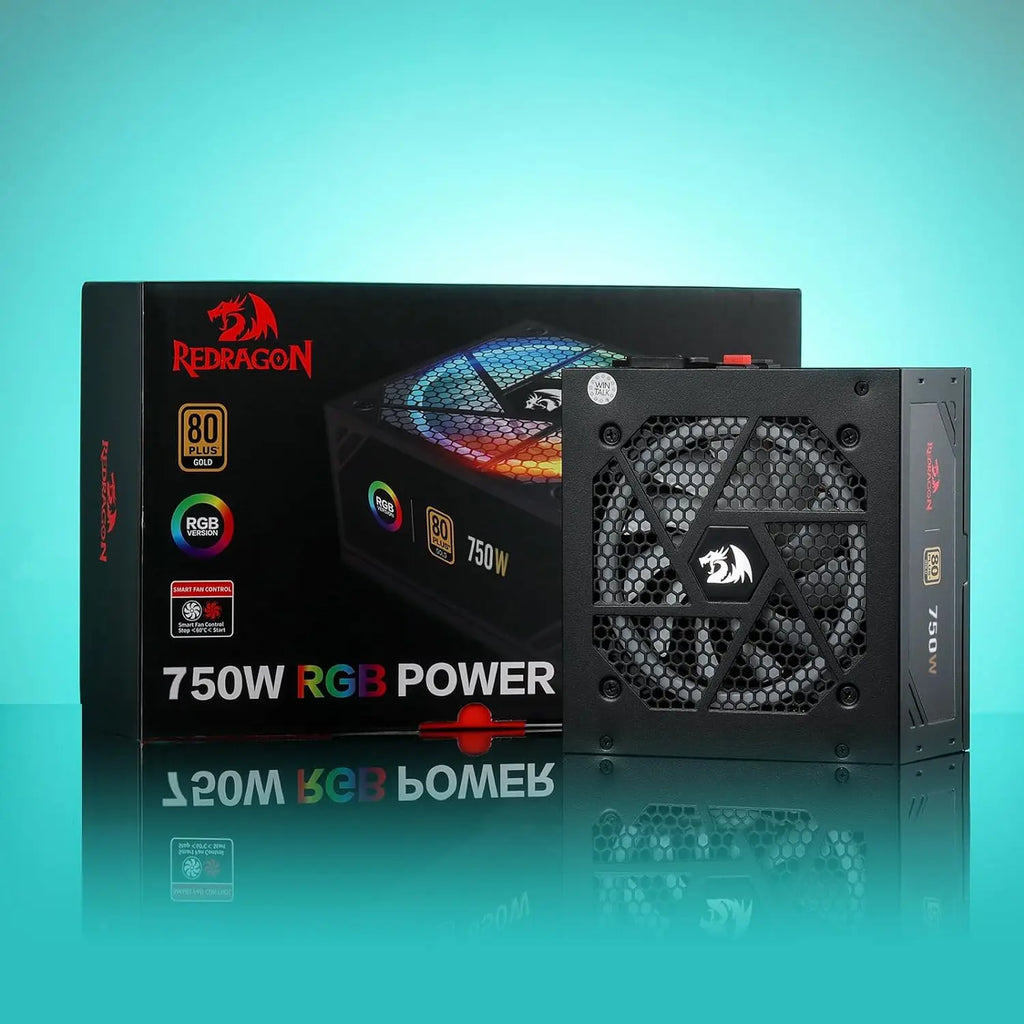 Redragon RGPS-750W 80+ Gold 750 Watt ATX Fully Modular Power Supply w/ 80 Plus Gold Certified,  Black