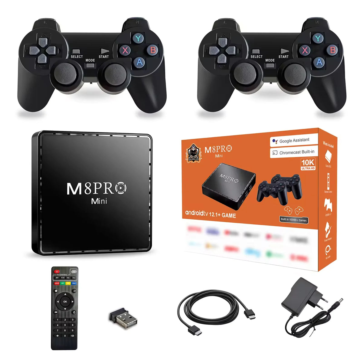 M8PRO Mini Video Game Stick Dual System Android 11.1+GAME Retro Video Game Console 2.4G/5G Wireless Controller 20000+ Games 64GB