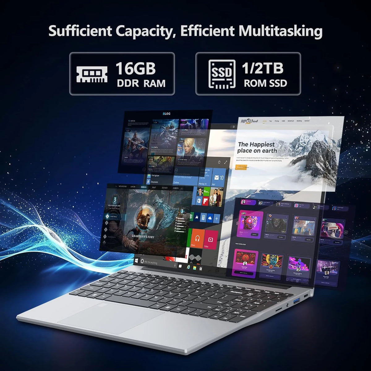 Intel Core i9-9900 Laptop Computer 16GB RAM 1TB SSD Windows 11 Notebook PC Fingerprint Backlight 15.6"Study Office Gaming Laptop