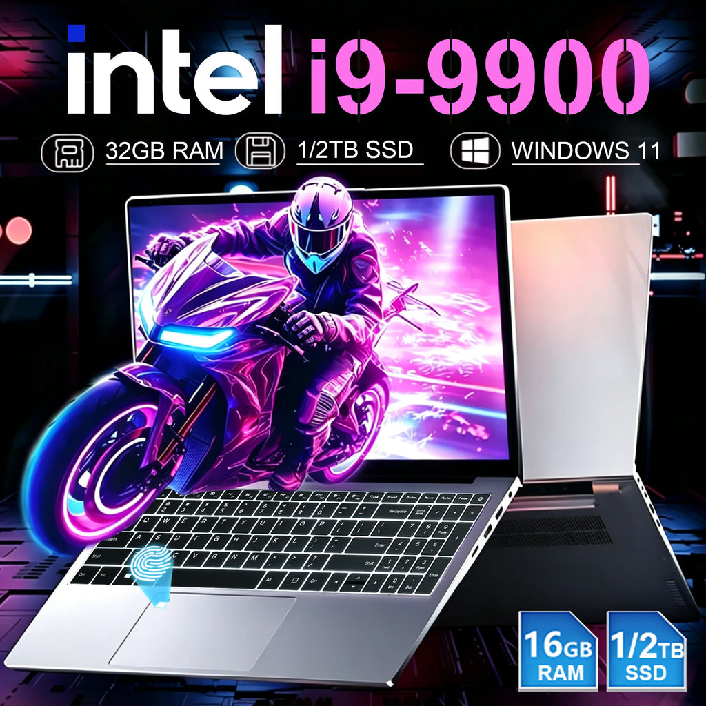 Intel Core i9-9900 Laptop Computer 16GB RAM 1TB SSD Windows 11 Notebook PC Fingerprint Backlight 15.6"Study Office Gaming Laptop