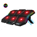 مروحة تبريد لابتوب للألعاب، ست مراوح، منفذا USB، إضاءة LED RGB، حامل نوت بوك للابتوب 12-17 بوصة، لوحة تبريد للابتوب