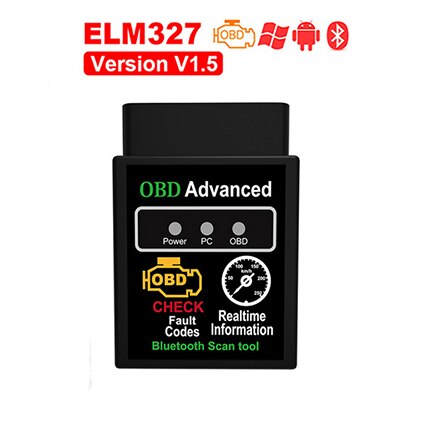 أداة فحص وتشخيص أعطال السيارات OBD2 HH OBD ELM327 V1.5 بلوتوث، قارئ بيانات المحرك وواجهة برمجة لنظام CAN BUS متوافقة مع أندرويد والكمبيوتر