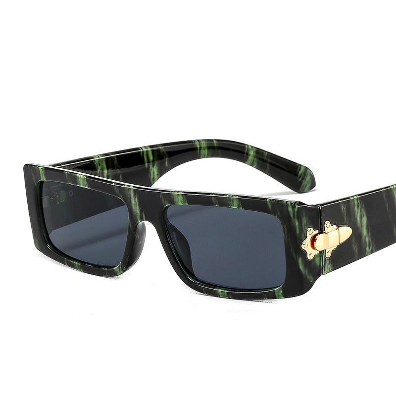 New Marbling Rectangle Sunglasses Women Men Fashion Brand Designer Color UV400 Lens PC Metal Hasp Frame Luxury Sunglasses