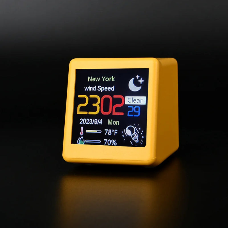 Mini Smart WIFI Weather Forecast Station Clock for Gaming Desktop Decoration. DIY Cute GIF Animations and Electronic Album