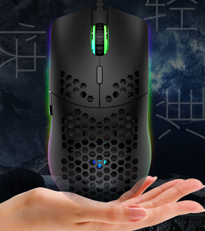 ماوس ألعاب سلكي، ماوس مثقب، ماوس ألعاب برمجة ماكرو مضيء RGB، 6 مفاتيح