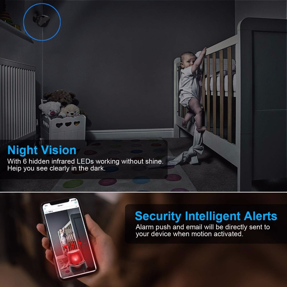 كاميرا واي فاي صغيرة HD 1080P بالأشعة تحت الحمراء للرؤية الليلية كاميرا صغيرة DVR للتحكم عن بعد مستشعر حركة كام مسجل فيديو كاميرا سرية