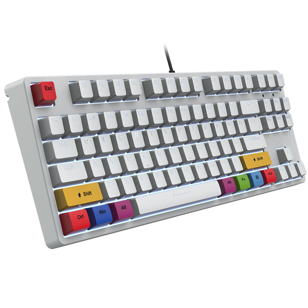 87 key wired mechanical gaming keyboard with red axis for esports and office use, with over 20 types of white light insertable shafts