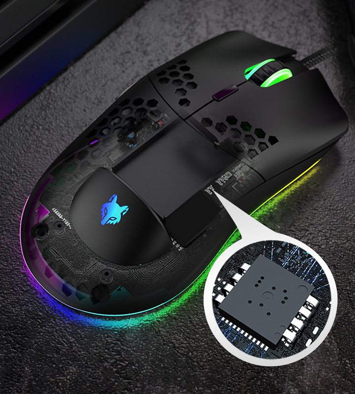 ماوس ألعاب سلكي، ماوس مثقب، ماوس ألعاب برمجة ماكرو مضيء RGB، 6 مفاتيح