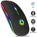 ماوس لاسلكي بلوتوث RGB قابل لإعادة الشحن، ماوس كمبيوتر لاسلكي صامت بإضاءة LED خلفية، ماوس ألعاب مريح للابتوب والكمبيوتر الشخصي