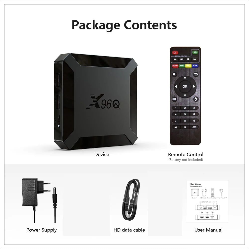 X96Q TV Box 2GB 16GB Allwinner H313 Quad Core Android 10.0 2.4G Wifi 4K HD Set Top Box Smart Media Player