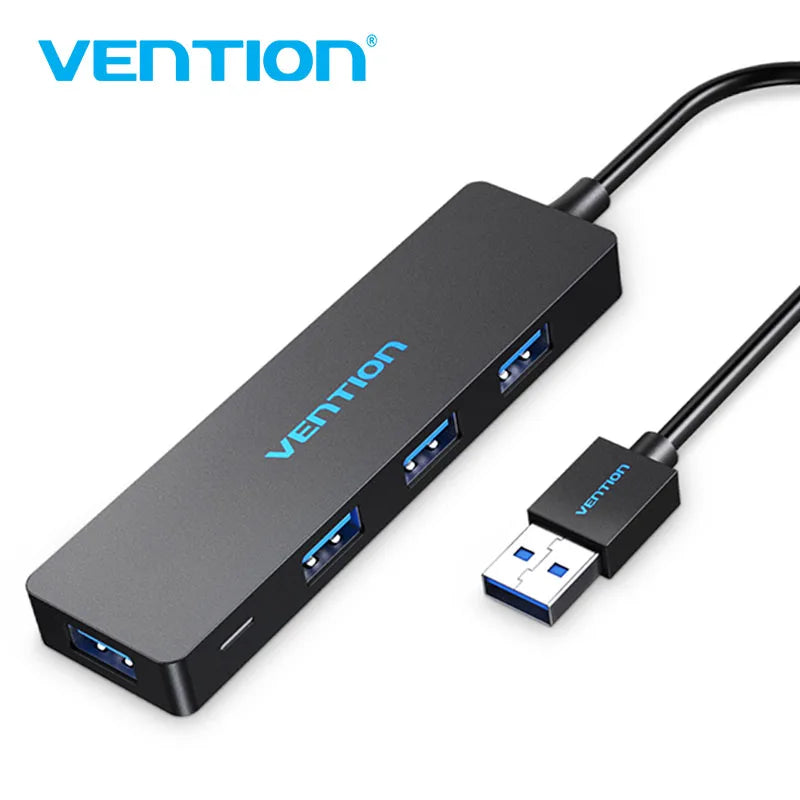 Vention 4-Port USB 3.0 2.0 Ultra Slim Data Hub for Macbook, Mac Pro/mini, iMac, Surface Pro, XPS, Notebook PC, USB Flash Drives