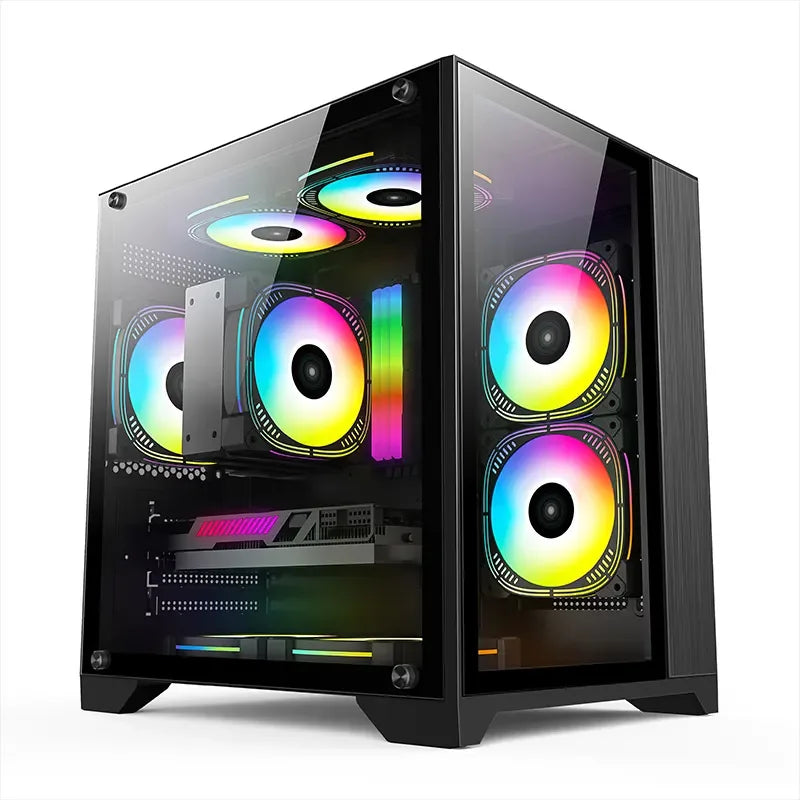 MiniITX Desktop Gaming PC Case Mid-Tower RGB Computer Cabinet