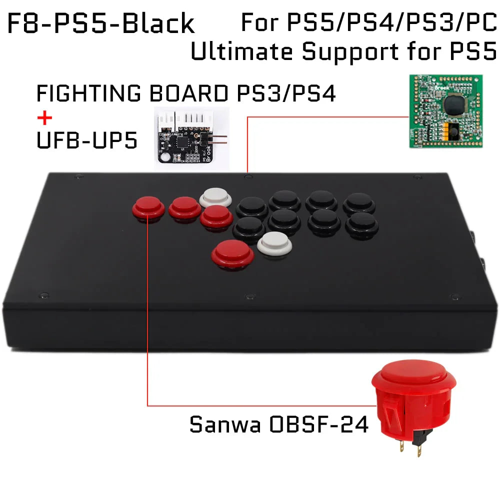 Street Fighter 6 FightBox F8 All Buttons Hitbox Style Arcade Joystick Stick Game Controller for PS4/PS3/PC Hitbox PS4