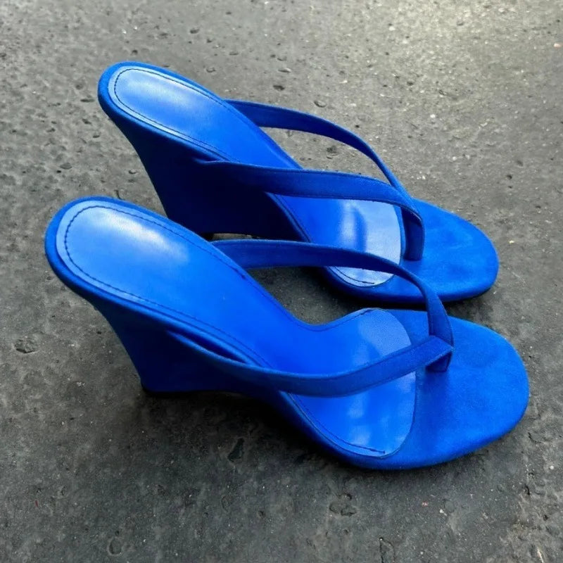 Summer Lightweight Fashion Sandals Round-Toe Flip-Flops Wedge Heels Womens High Heels Shoes Anti-Slippery Outdoor