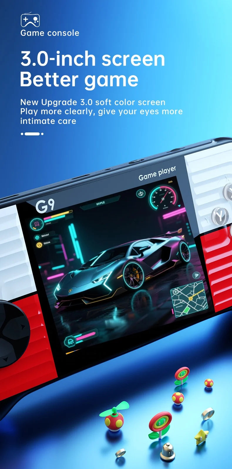 C G9 Gaming Console Retro Style Portable Handheld Game Players 3.0-Inch Screen with Built-In 666 Video Games for Players Gamepad