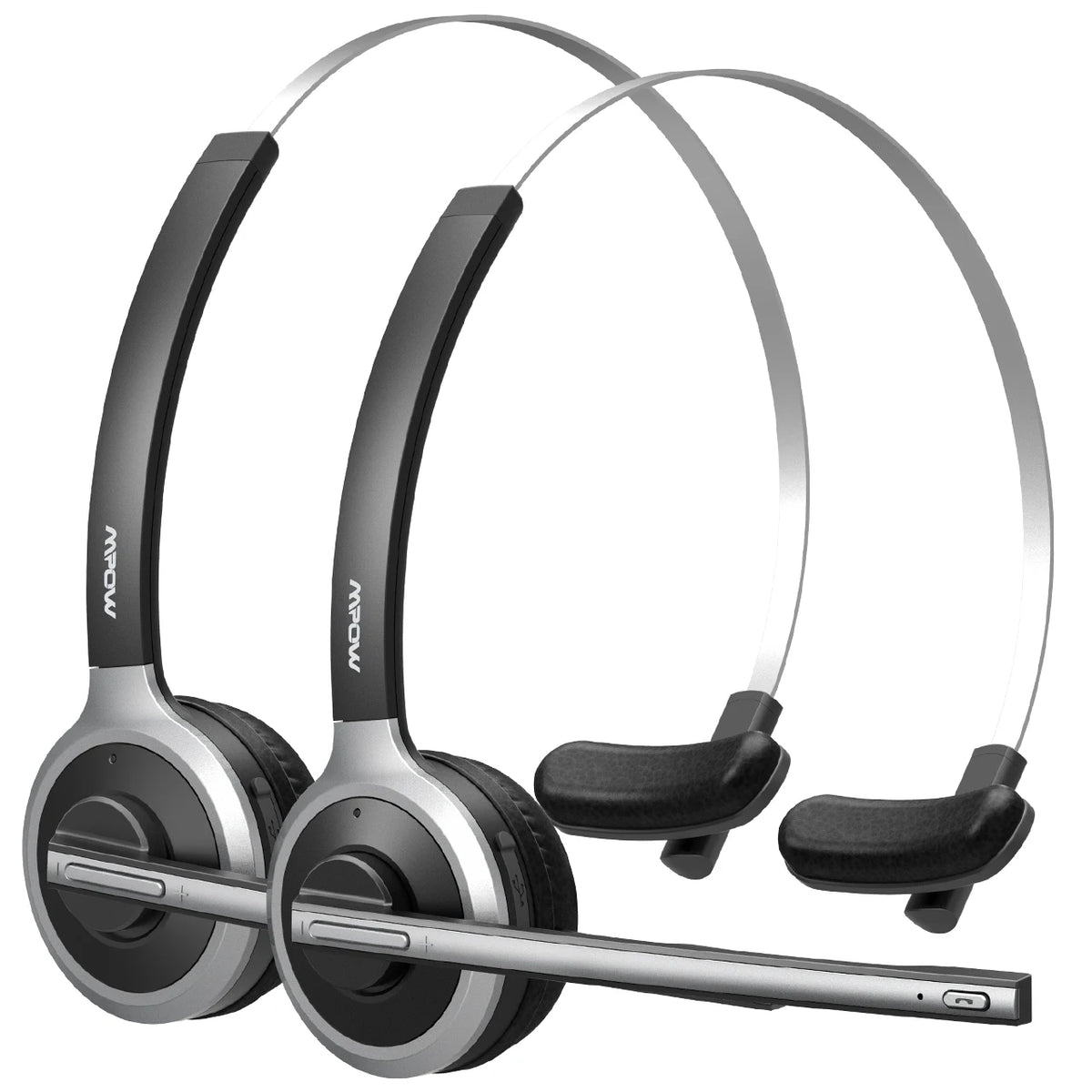 1/2 Pack Mpow M5 Bluetooth V5.0 Headset Wireless Truck Driver Headphones Hands-free Call Headset with Mic for Call Center Office