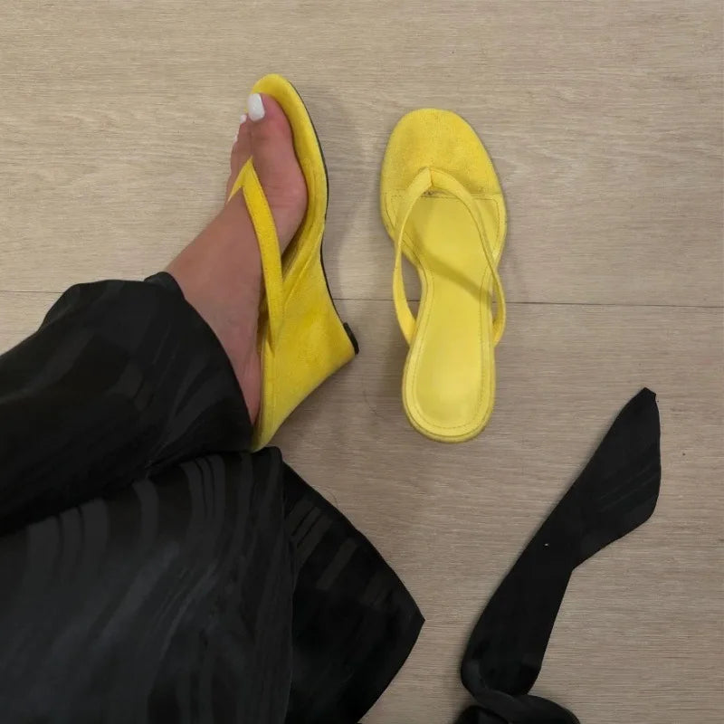 Summer Lightweight Fashion Sandals Round-Toe Flip-Flops Wedge Heels Womens High Heels Shoes Anti-Slippery Outdoor