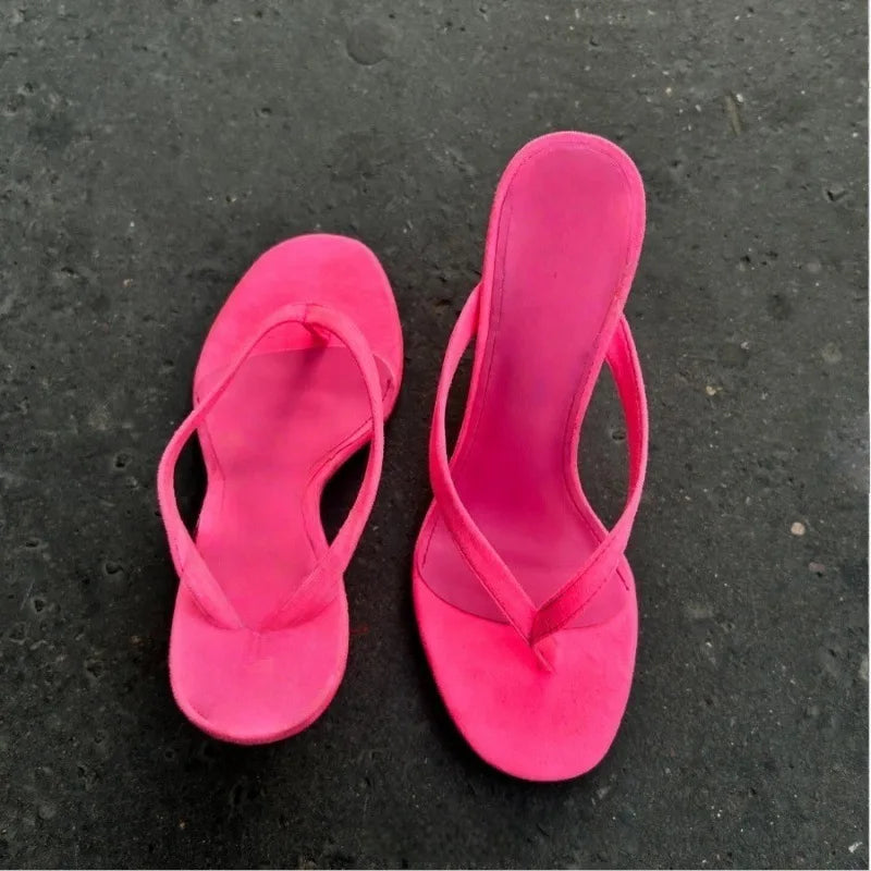 Summer Lightweight Fashion Sandals Round-Toe Flip-Flops Wedge Heels Womens High Heels Shoes Anti-Slippery Outdoor