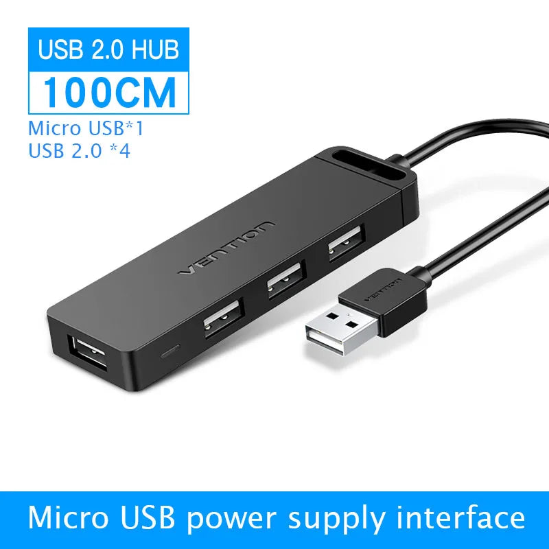 موزع بيانات فنتيون فائق النحافة 4 منافذ USB 3.0 و 2.0 لأجهزة ماك بوك، وماك برو/ميني، وآي ماك، وسيرفيس برو، وXPS، وأجهزة الكمبيوتر المحمولة، ومحركات أقراص USB المحمولة