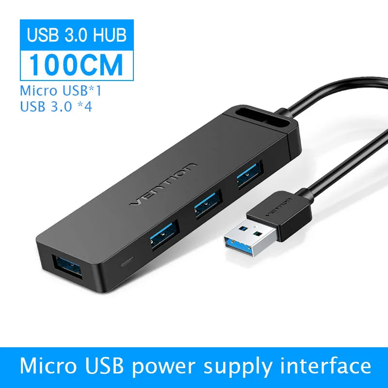 موزع بيانات فنتيون فائق النحافة 4 منافذ USB 3.0 و 2.0 لأجهزة ماك بوك، وماك برو/ميني، وآي ماك، وسيرفيس برو، وXPS، وأجهزة الكمبيوتر المحمولة، ومحركات أقراص USB المحمولة