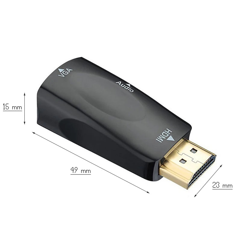 محول كابل صوت HDMI ذكر إلى VGA 15 سن أنثى FHD 1080P 720P 480P للكمبيوتر المحمول وجهاز عرض الكمبيوتر وتلفزيون بوكس