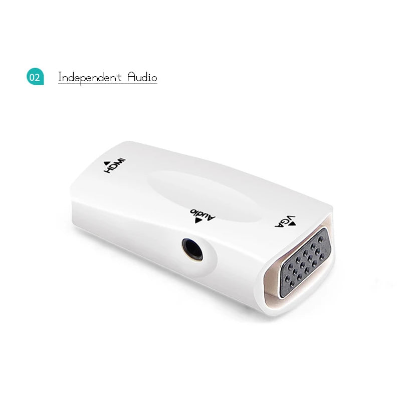 محول كابل صوت HDMI ذكر إلى VGA 15 سن أنثى FHD 1080P 720P 480P للكمبيوتر المحمول وجهاز عرض الكمبيوتر وتلفزيون بوكس