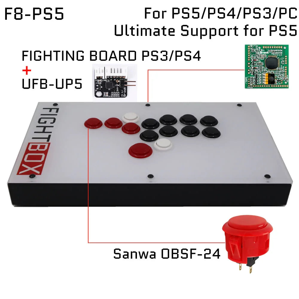 Street Fighter 6 FightBox F8 All Buttons Hitbox Style Arcade Joystick Stick Game Controller for PS4/PS3/PC Hitbox PS4