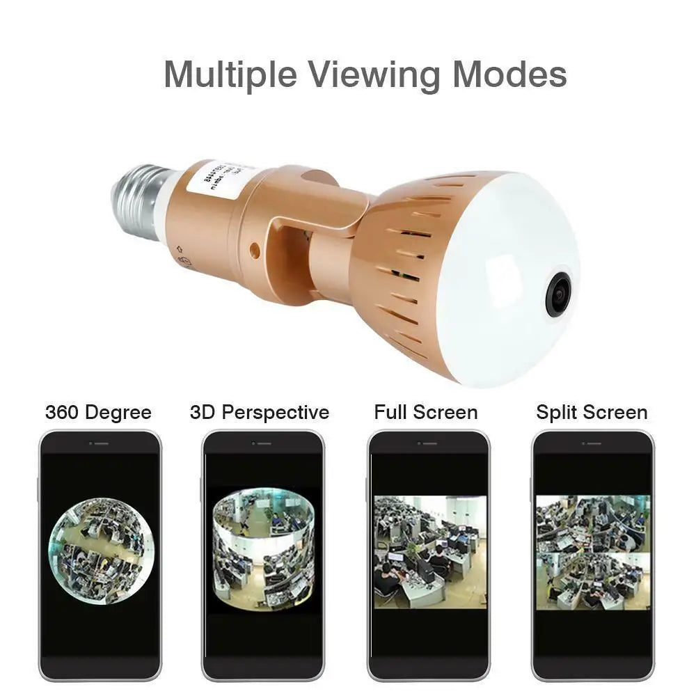 كاميرا لاسلكية للمراقبة الأمنية CCTV منزلية 200 واط لمبة إضاءة 2 ميجابكسل عالية الدقة 360 درجة بانورامية واي فاي