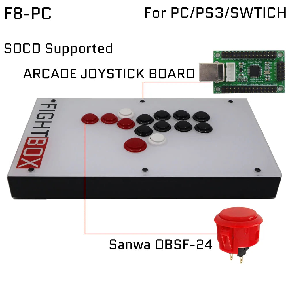 Street Fighter 6 FightBox F8 All Buttons Hitbox Style Arcade Joystick Stick Game Controller for PS4/PS3/PC Hitbox PS4