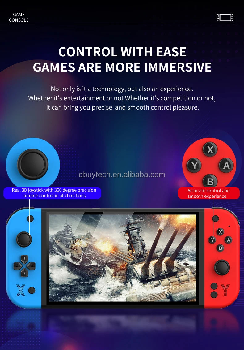 Newest G90 Design 7-Inch Retro Handheld Game Console 4000 Mah 64GB IPS Built-In 10000+ Games Video Games for PSP