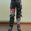 Y2k Jeans Pants Men Men's Jeans Punk Retro Skull Pattern Skeleton Gothic kill Matt Rock Printing Graffiti Straight Pants Neutral
