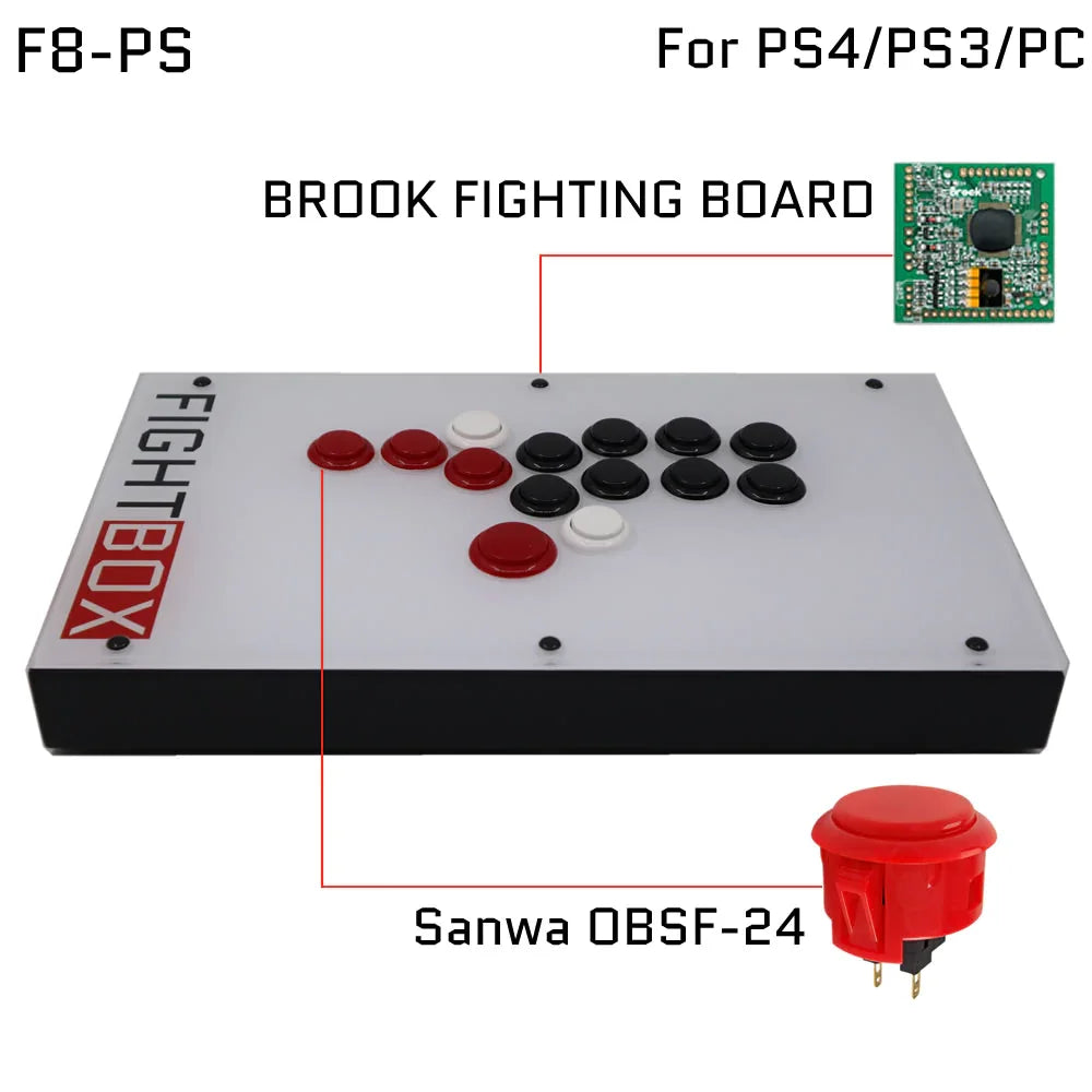 Street Fighter 6 FightBox F8 All Buttons Hitbox Style Arcade Joystick Stick Game Controller for PS4/PS3/PC Hitbox PS4