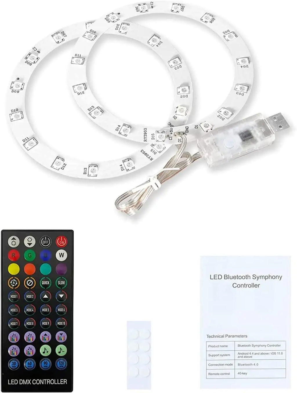 Game Console RGB LED Ring Strip Lights with Remote Control Light Strip 8-Colors Atmosphere Pickup Light Bar for PS5