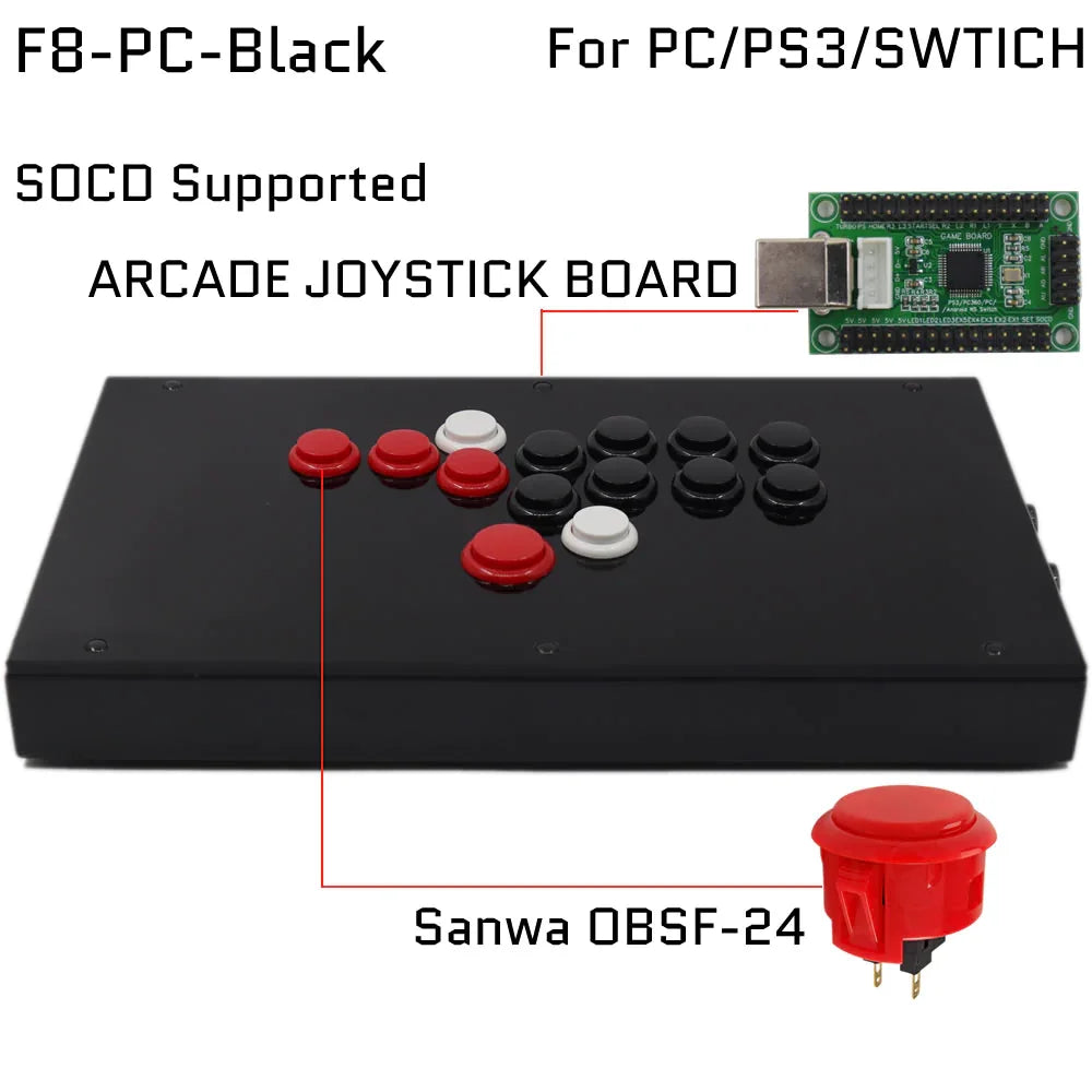 Street Fighter 6 FightBox F8 All Buttons Hitbox Style Arcade Joystick Stick Game Controller for PS4/PS3/PC Hitbox PS4