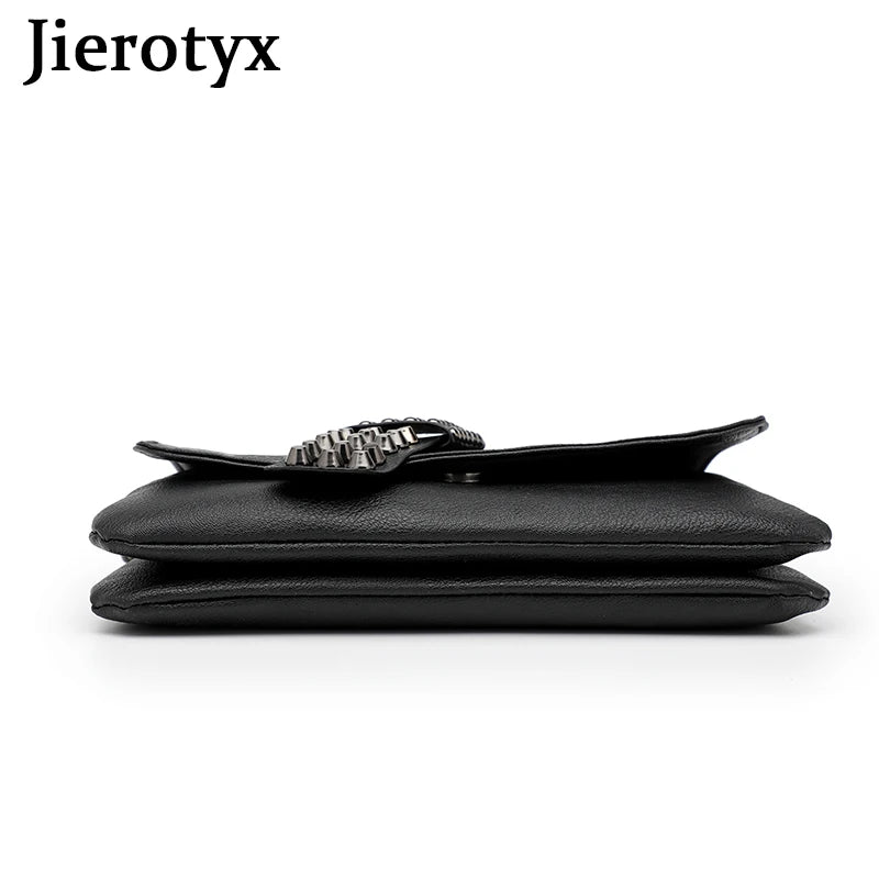 JIETOTYX Fashion Rivet Messenger Bags Women Black Skull Punk Bag ladies Vintage Gothic Girls Shoulder Bag Leather High Quality