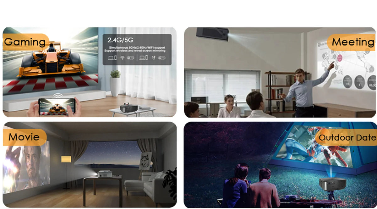 SXZ C9 Mini Portable Movie TFT LCD Home Theater 1920x1080p Android 9 System Projector Supported Compatible With TV Video Games