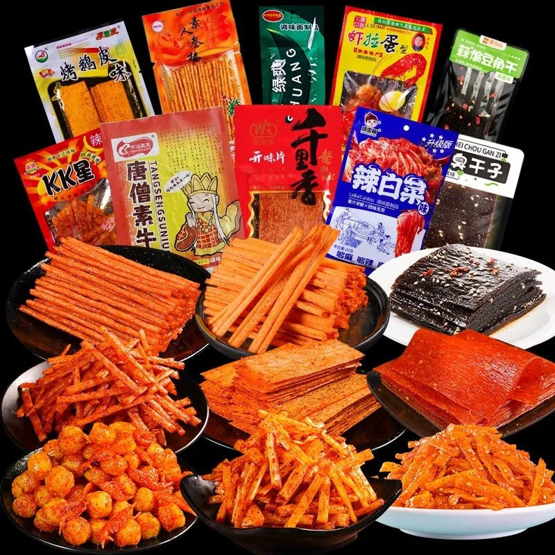 [Lightning Warehouse Exclusive] Childhood Nostalgic Snacks Wholesale 8090 Spicy Strips Mixed Gift Package Full Box of Spicy Snacks