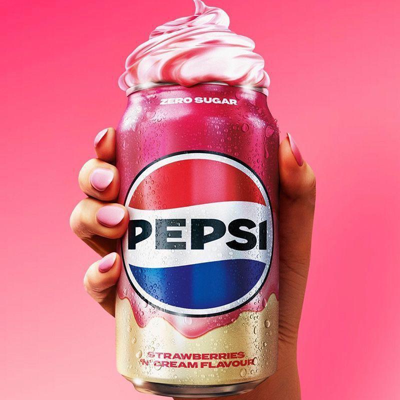 New product: Pepsi strawberry cream carbonated drink, sugar-free soda sparkling drink 330ml