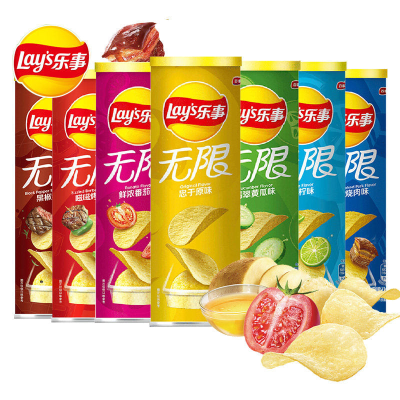 Lay's Potato Chips Canned 104g Lime Cucumber Grilled Meat Potato Chips Potato Chips Puffed Leisure Office Snack