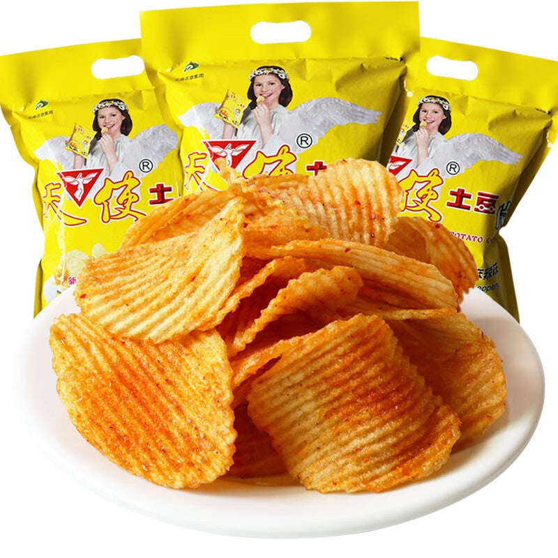 Angel Potato Chips 100g*5 bags, Yunnan Potato Chips, Spicy Barbecue Flavor, Original Flavor, Big Wave Potato Chips, Potato Chips