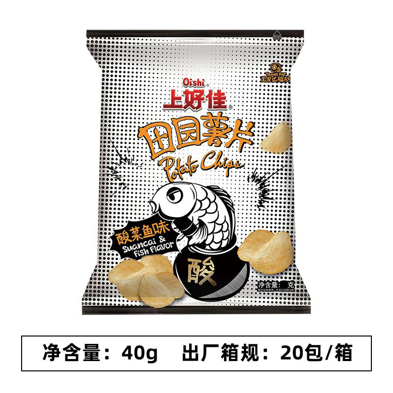 Shanghaojia Pastoral Potato Chips 40g, Barbecue Tomato Original Flavor Potato Chips, Puffed Food Snack Snack Wholesale