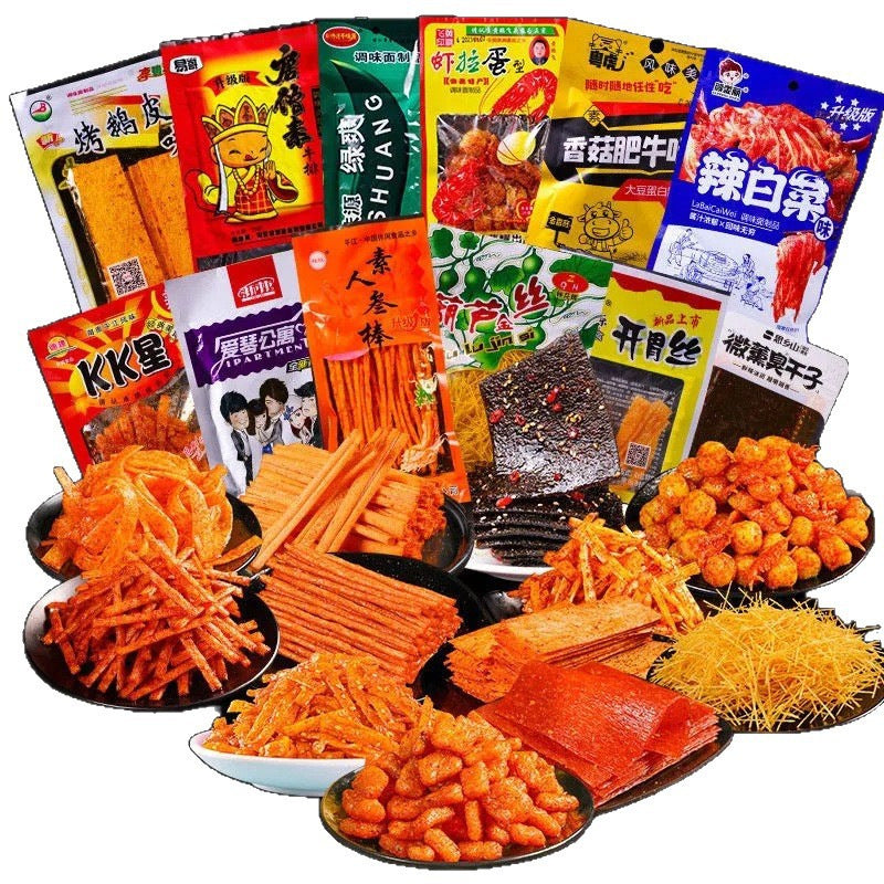[Lightning Warehouse Exclusive] Childhood Nostalgic Snacks Wholesale 8090 Spicy Strips Mixed Gift Package Full Box of Spicy Snacks