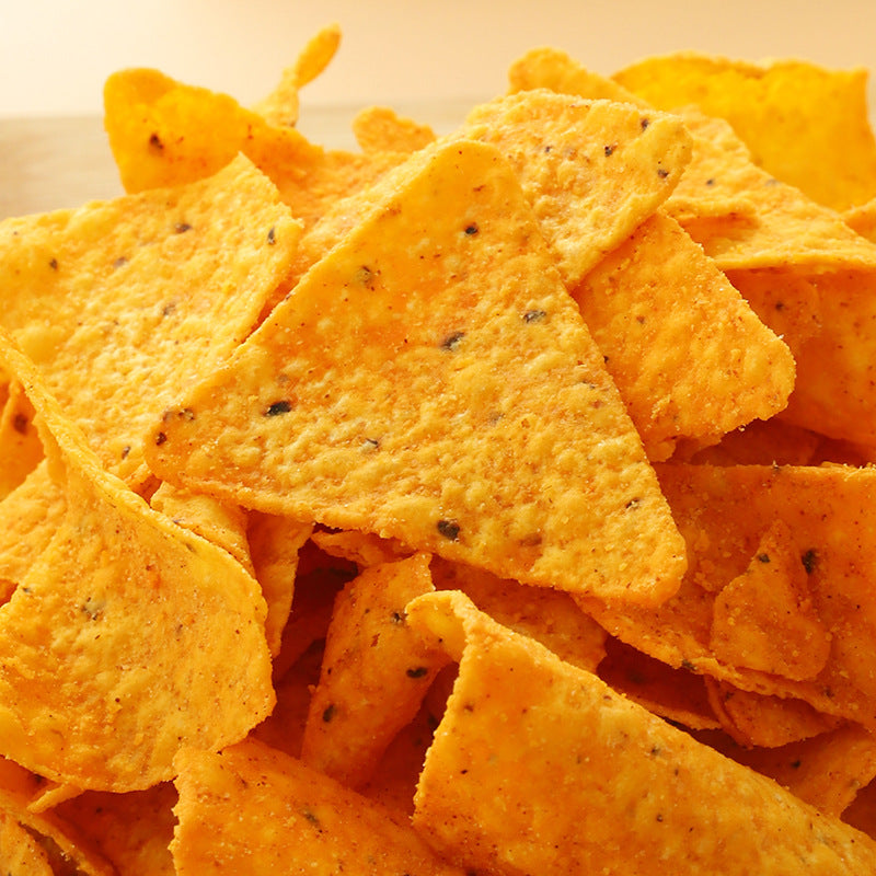 Indonesia Imported Max Barbecue Cheese Flavored Corn Flakes Triangle Chips Casual Puffed Snacks Wholesale