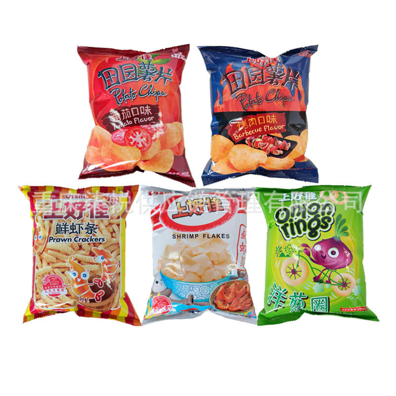 Shanghaojia potato chips, shrimp chips, onion rings, potato chips, potato chips, puffed snacks, snacks, and snack wholesale