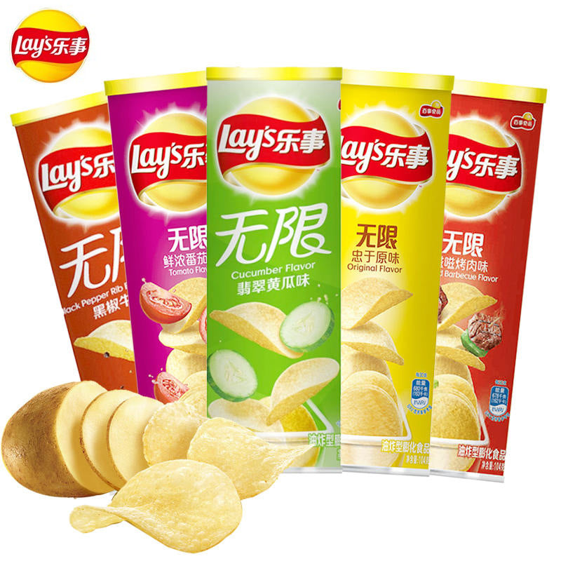Lay's Potato Chips Canned 104g Lime Cucumber Grilled Meat Potato Chips Potato Chips Puffed Leisure Office Snack