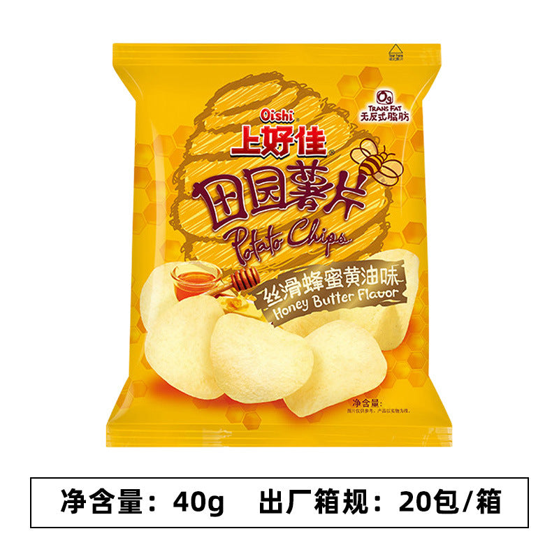 Shanghaojia Pastoral Potato Chips 40g, Barbecue Tomato Original Flavor Potato Chips, Puffed Food Snack Snack Wholesale