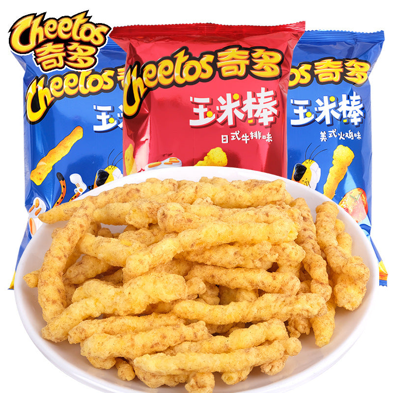 Cheetos corn on the cob, 50g fries, potato chips, corn sticks, pepsi foods, cravings, puffed snacks, nostalgic snacks for children