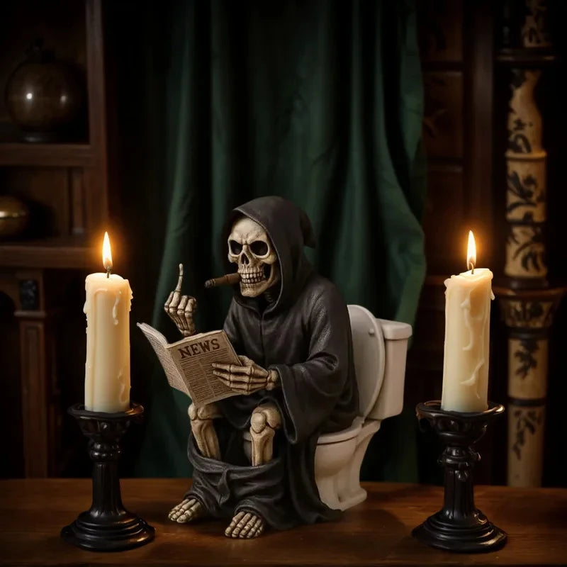 New Middle Finger Toilet Death God Statue Resin Craft Ornament Halloween Decoration Gift Small Gift