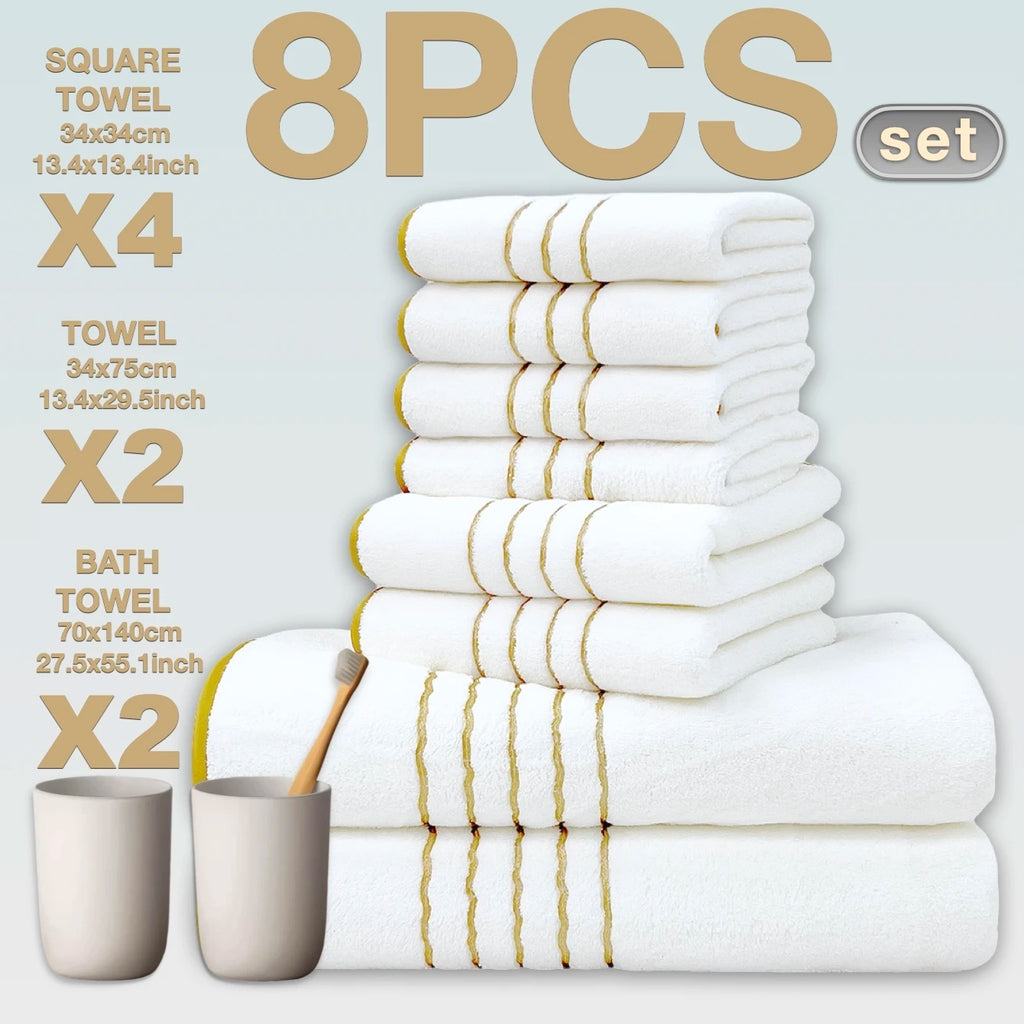 8-Piece Premium Bath Towel Set - Hotel Collection with Plush, Absorbent & Fast-Drying Towels, Bathroom Essentials for Luxury Hom